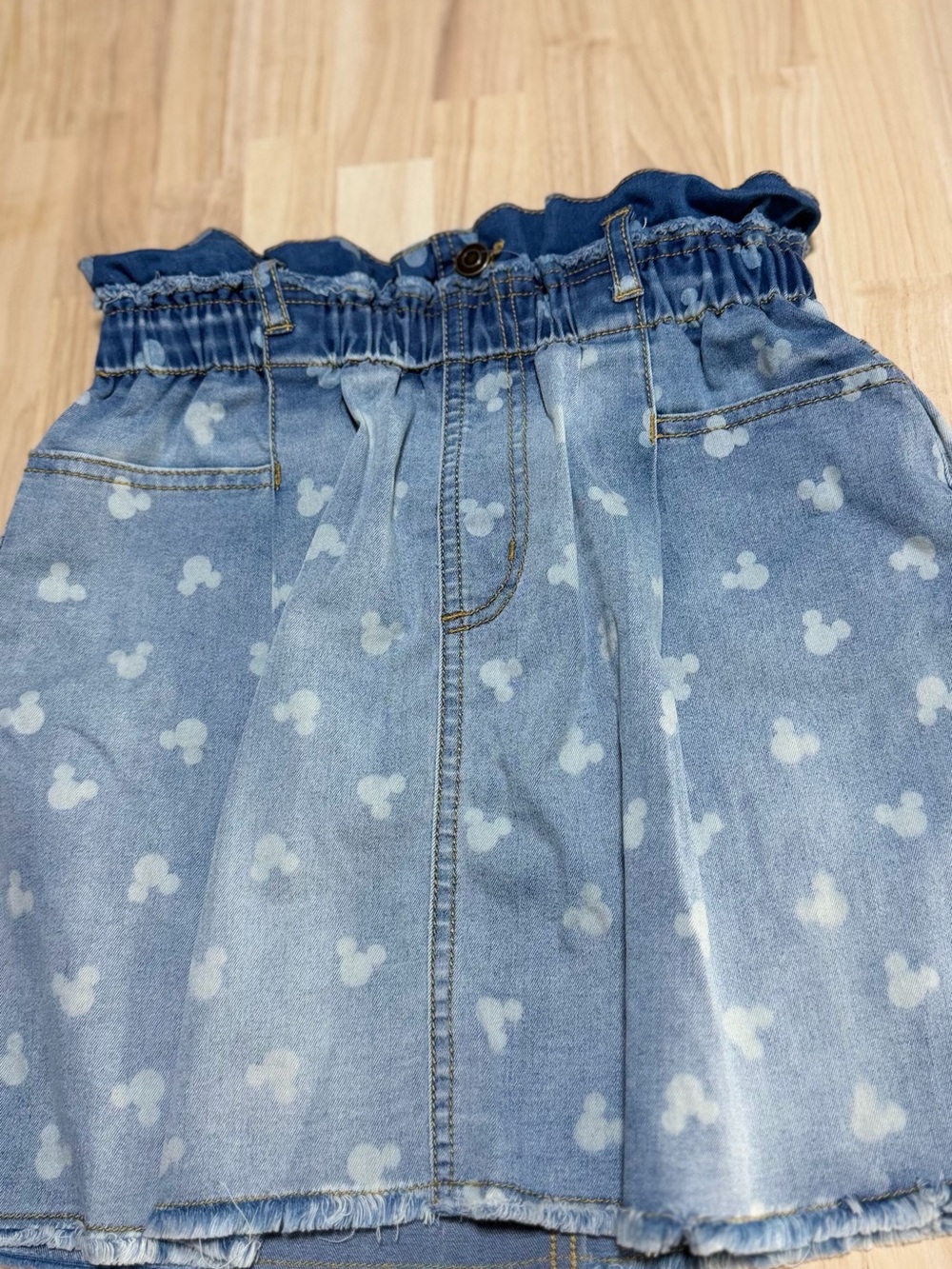 Disney Light Blue Denim Skirt with Mickey Print
